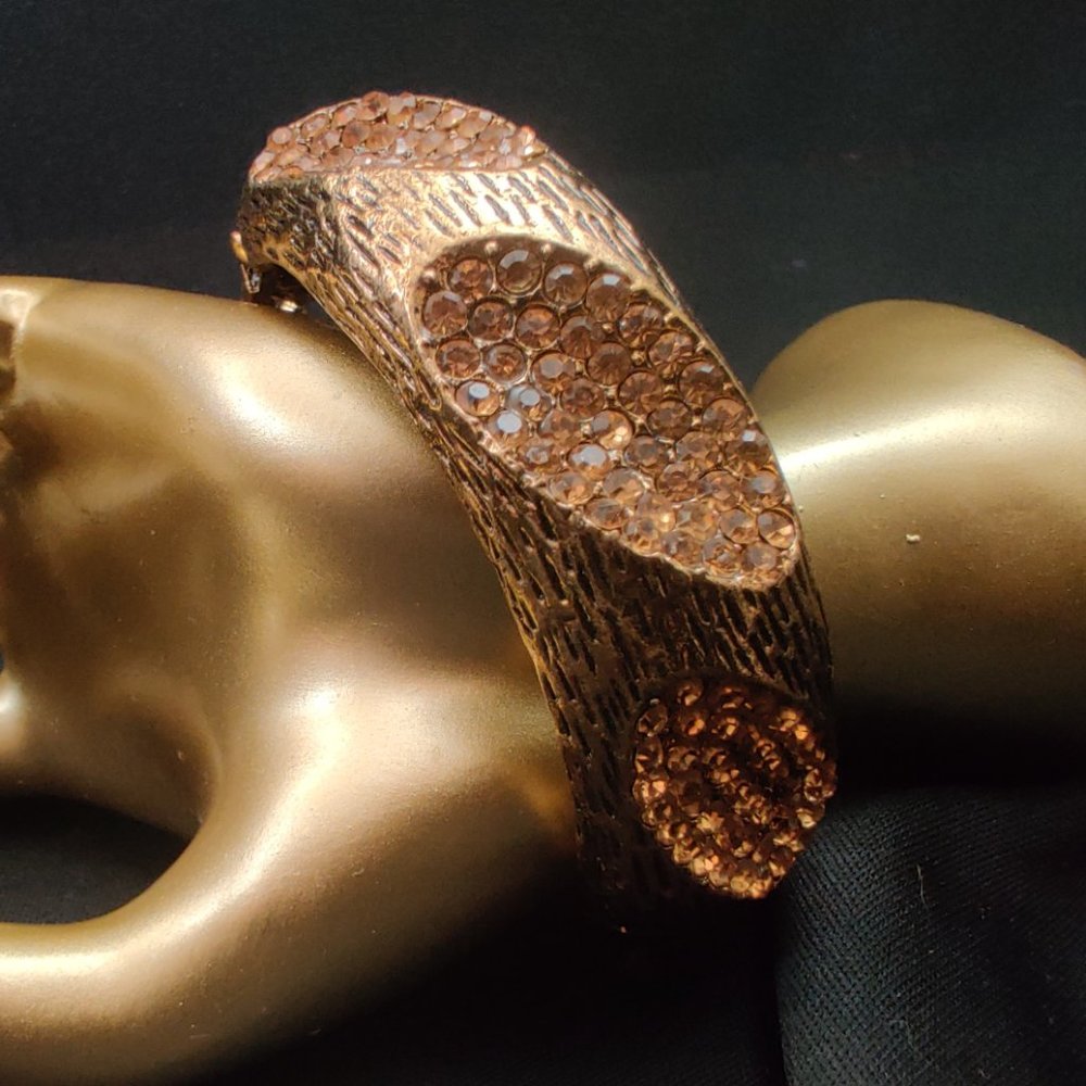 Vintage Brutalist Rhinestone Clamper Bracelet